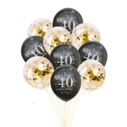 JOY-ENLIFE 10pcs Inflatable Confetti Balloons 12inch Latex Balloons 30 40 50 60 Years Birthday Party Adult Foil Helium Balloons