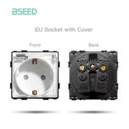 BSEED EU Standard Button Switch Part HDMI USB TV Internet Type-C Socket Function Parts With Glass Frame DIY Home Improvement