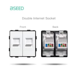 BSEED EU Standard Button Switch Part HDMI USB TV Internet Type-C Socket Function Parts With Glass Frame DIY Home Improvement