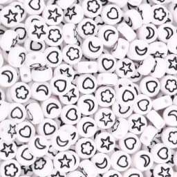 100/200/300/500PC Mixed White Letter Acrylic Beads Round Flat Alphabet Beads For Jewelry Making Handmade Diy Bracelet Necklace