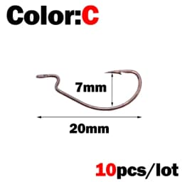 New 10pcs mini Style Soft Worm Hooks High Carbon Steel Wide Super Lock Fishhooks Lure Softjerk Rockfishing Fishing Tackle
