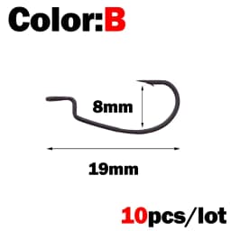 New 10pcs mini Style Soft Worm Hooks High Carbon Steel Wide Super Lock Fishhooks Lure Softjerk Rockfishing Fishing Tackle