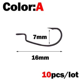 New 10pcs mini Style Soft Worm Hooks High Carbon Steel Wide Super Lock Fishhooks Lure Softjerk Rockfishing Fishing Tackle