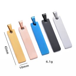 10PCS Rectangle Dog Tag Stainless Steel Pendant Necklace Military Soldiers Metal Stamping Blanks Tags Wholesale