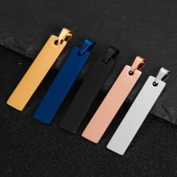 10PCS Rectangle Dog Tag Stainless Steel Pendant Necklace Military Soldiers Metal Stamping Blanks Tags Wholesale