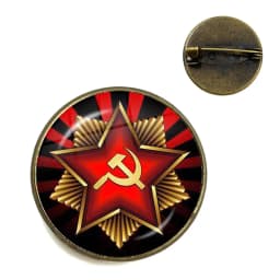 Vintage USSR Soviet Badges Sickle Hammer Brooches CCCP Russia Emblem Communism Sign Top Grade Collar Pins Badge Jewelry For Gift