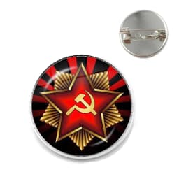 Vintage USSR Soviet Badges Sickle Hammer Brooches CCCP Russia Emblem Communism Sign Top Grade Collar Pins Badge Jewelry For Gift