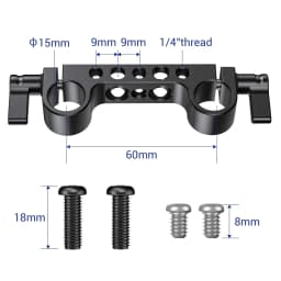 SmallRig Lightweight 15mm Railblock Rod Clamp w 1/4"-20 Thread for Sony and Other 15mm DSLR Camera Rig Shoulder Support 2Pc 2061