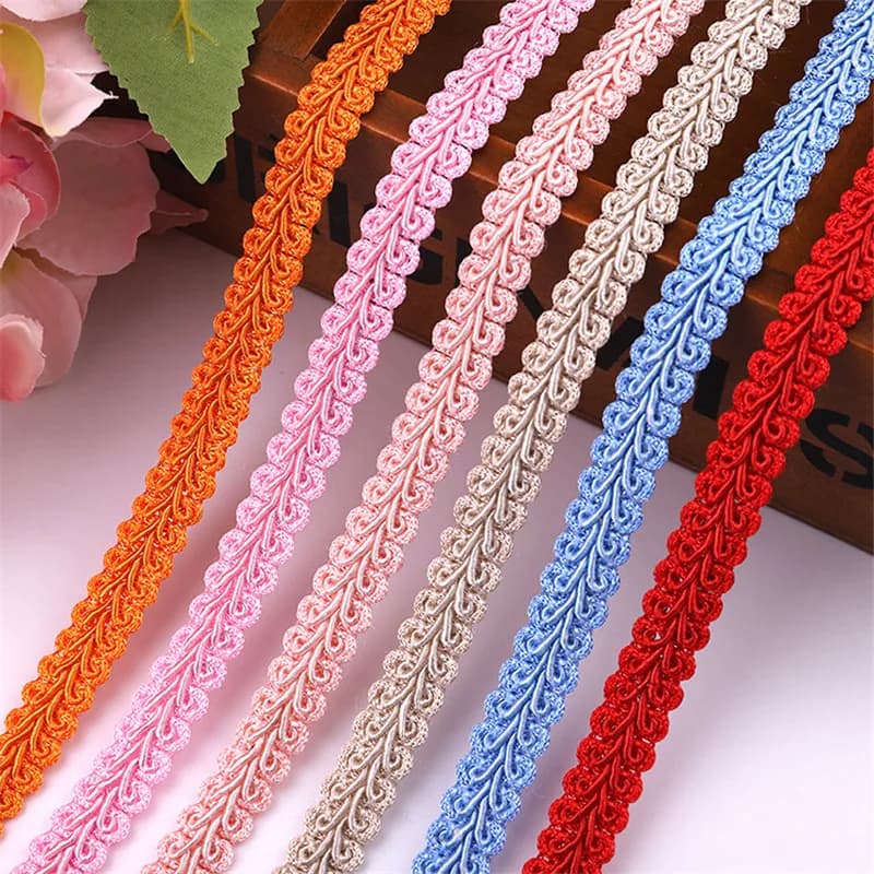 12mm Lace Trimming Ribbon Polyester Centipede Braided Lace Sewing Clothes Accessories Curve Lace DIY Craft Wedding Decor 2/5yard