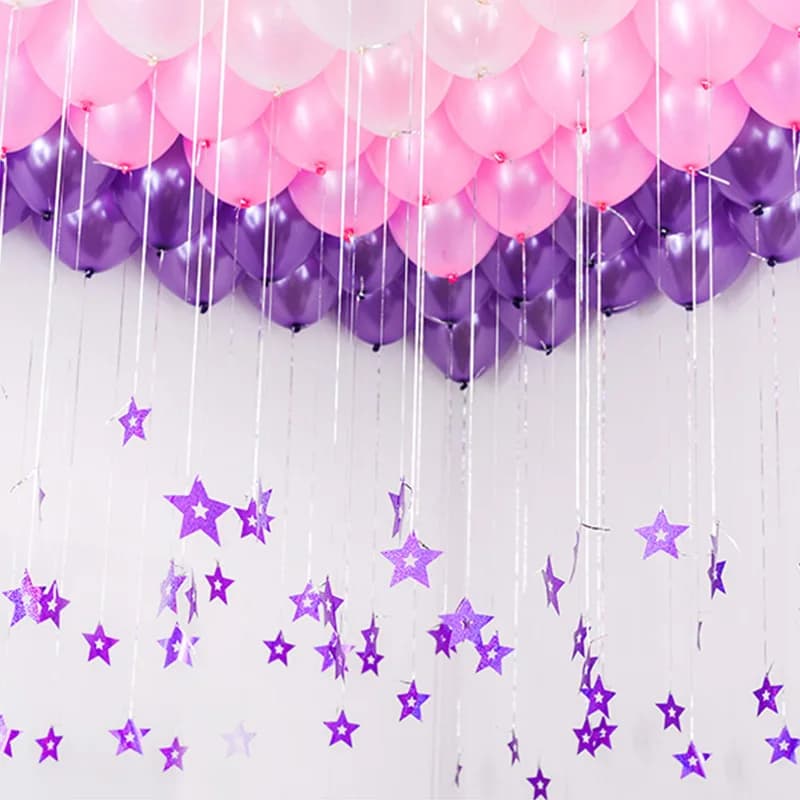100pcs Bling Shiny Star Paperboard Cards Balloons Pendant Ribbon Wedding Balloon Decoration Party ballon accessiories Supplies