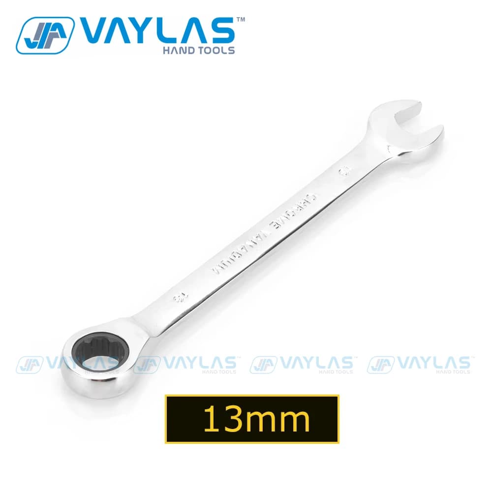 13mm Ratchet Wrench Spanner Fixed Head Mirror Polish 72T Ratcheting High Torque Multitool