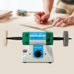 320W AC Polisher Machine Adjustable Variable Speed Multi-function Jewelry Rock Polishing Buffer Bench Lathe with 2 Cloth Wheels