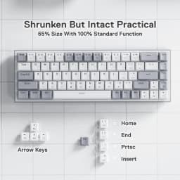 Redragon K631 Gery 65% Wired RGB Gaming Keyboard, 68 Keys Hot-Swappable Compact Mechanical Keyboard