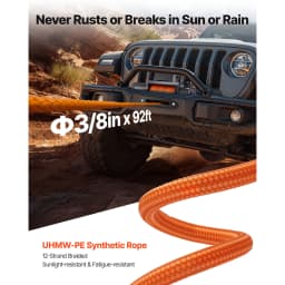 SucceBuy 13500LBS 12V Electric Winch Synthetic Tow Rope Car Winch 28M Lifting Hoist for 4X4 Car Trailer ATV Truck Off Road Boat