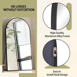 Arch Mirror Full Length, Floor Length Mirror, 76"x34" Wall Mirror Full Length, Oversized Floor Mirror, Aluminum Alloy Frame