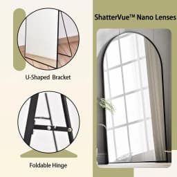 Arch Mirror Full Length, Floor Length Mirror, 76"x34" Wall Mirror Full Length, Oversized Floor Mirror, Aluminum Alloy Frame