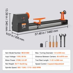 SucceBuy Benchtop Wood Lathe 10in x 18in / 14in x 40in US-120V Power Wood Turning Lathe Machine Variable Speeds for Woodworking