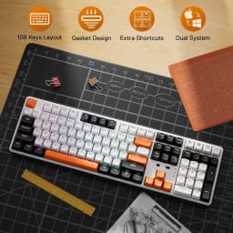 Redragon K689 PRO Wireless Gasket RGB Mechanical Gaming Keyboard 108 Keys 4 Extra Hotkeys Upgraded Hot-Swappable Keyboard
