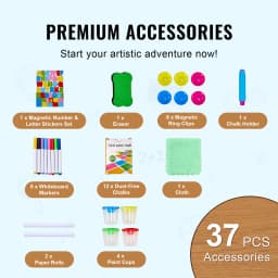 SucceBuy Children Magnetic Drawing Board Wooden Double-Sided Kid's Art Easel with Whiteboard Chalkboard for Girls Gifts Toys
