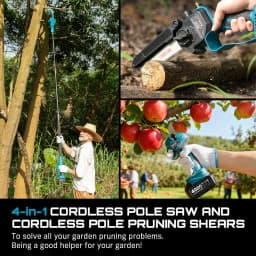Seesii 3-in-1 6'' Electric High Branch Saw Brushless Chainsaw w/2.4m Extension Telescopic Rod Wood Cutter Pruning Garden Tools