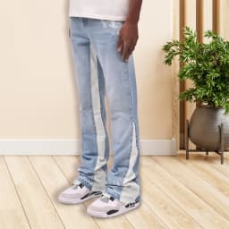 Men s Retro Distressed Jeans with Zipper Pockets and Faded Wash Mid-Rise Loose Fit Denim Trousers Vintage Streetwear Style