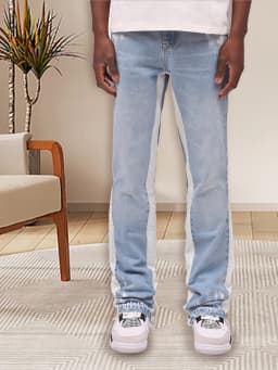 Men s Retro Distressed Jeans with Zipper Pockets and Faded Wash Mid-Rise Loose Fit Denim Trousers Vintage Streetwear Style