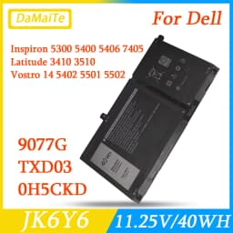 JK6Y6 Laptop Battery for Dell Latitude 3410 3510 0C5KG6 C5KG6 Vostro 14 5402 5501 5502 Inspiron 5300 5301 P129G P130G 9077G 40WH