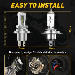 AUXITO H4 HB2 LED Motorcycle Headlamp Bulb CANBUS Lights Hi Lo Beam CSP Chip Motorbike 9003 Mini Lamp Wireless 6000K 1PC