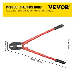 SucceBuy 24/30Inch Wire Rope Swager Crimper Tool Insulated Handle Aluminum Copper Cable Fishing Sleeves Cutter Crimping Pliers