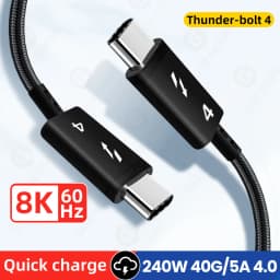 Thunder-bolt 4 USB C to Type C Cable USB4 40Gbps USB-C Data Cable PD 240W Fast Charging Type-c Charge Line For Macbook Pro iPad