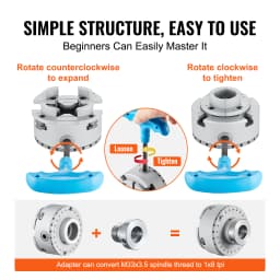 SucceBuy KP965 Metal Lathe Chuck 4-Jaw 3.75"Diameter with 5 Sets of Jaws Self-centering Tool Accessories for Precision Machining