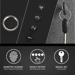 Biometric Slider Handgun Gun Safe for Nightstand, Desk, Bed Side,Truck - Auto Sliding Door Fingerprint Hand Gun Safe for Pistol