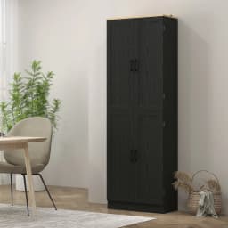 Homcom 67" Kitchen Pantry Storage Cabinet W/ Shelves, Distressed Black
