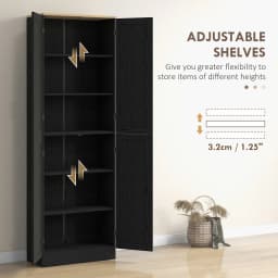 Homcom 67" Kitchen Pantry Storage Cabinet W/ Shelves, Distressed Black