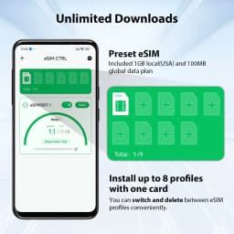 EIOTCLUB ESIM Card for Android & iOS, Unlimited ESIM Downloads, The Second Mobile Phone Card, Perfect for Travel and Business