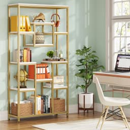 Tribesigns Bookcases and Bookshelves, 71” Tall Bookshelf with Metal Frame, Freestanding Geometric Bookcase