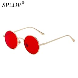 SPLOV Vintage Men Sunglasses Women Retro Punk Style Round Metal Frame Colorful Lens Sun Glasses Fashion Eyewear Gafas Sol Mujer