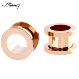 1pc 2mm-25mm Stainless Steel Ear Plugs Tunnels Rose Gold Color Screwed Earrings Expander Earlet Gauges Body Piercings Jewelry