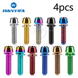 Wanyifa Titanium Bolt M5/M6x16 18 20 25mm Tapered Head with Washer Allen Key Screw for Bike Disc Break Calipe 4pcs