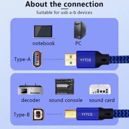 YYTCG 6N OCC HiFi USB Audio Cable A-B A-C C-B C-C Gold Plated Multiple Shielding Digital Cord For DAC Decoder Sound Card Mixer