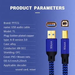 YYTCG 6N OCC HiFi USB Audio Cable A-B A-C C-B C-C Gold Plated Multiple Shielding Digital Cord For DAC Decoder Sound Card Mixer