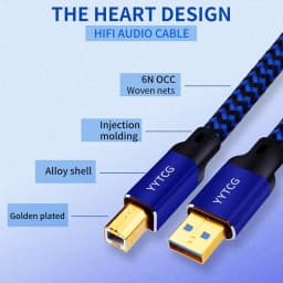 YYTCG 6N OCC HiFi USB Audio Cable A-B A-C C-B C-C Gold Plated Multiple Shielding Digital Cord For DAC Decoder Sound Card Mixer