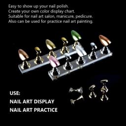 5Pcs Nail Art Practice Display Stand Set Chess Board Magnetic Tips White & Black Holder Polish Gel Color Chart Tool