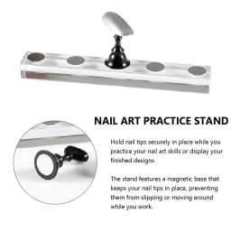 5Pcs Nail Art Practice Display Stand Set Chess Board Magnetic Tips White & Black Holder Polish Gel Color Chart Tool