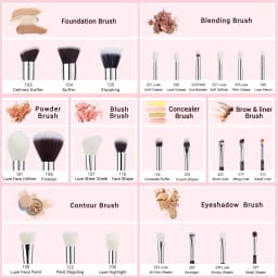 Jessup Makeup Brushes 15-25pcs Make Up Brush Set Professional Natural Synthetic Foundation Powder Contour Blending Eyeshadow