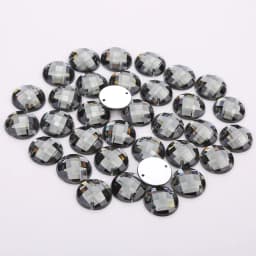 8mm/10mm/12mm/15mm Round Acrylic Flat Back Rhinestone 2 Holes sewing Rhinestone Crystal Beads For DIY Crafts 18 colors choose