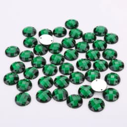 8mm/10mm/12mm/15mm Round Acrylic Flat Back Rhinestone 2 Holes sewing Rhinestone Crystal Beads For DIY Crafts 18 colors choose