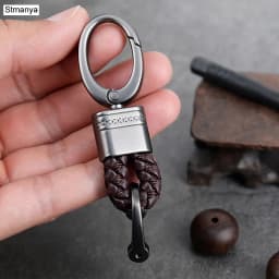 New Hand-Woven Leather Car Key Ring Men Women Rope Key Chain Waist Keychains Charm Metal Key Holder Gift Jewelry