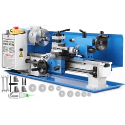 SucceBuy Mini Metal Lathe Machine 7"x14" 550W 180x350mm Variable Speed + 3 Jaw Chuck for Metalworking Turning Drilling Threading