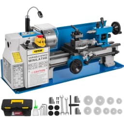 SucceBuy Mini Metal Lathe Machine 7"x14" 550W 180x350mm Variable Speed + 3 Jaw Chuck for Metalworking Turning Drilling Threading